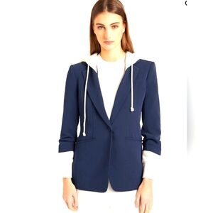 Women's Navy Blazer with White Hoodie